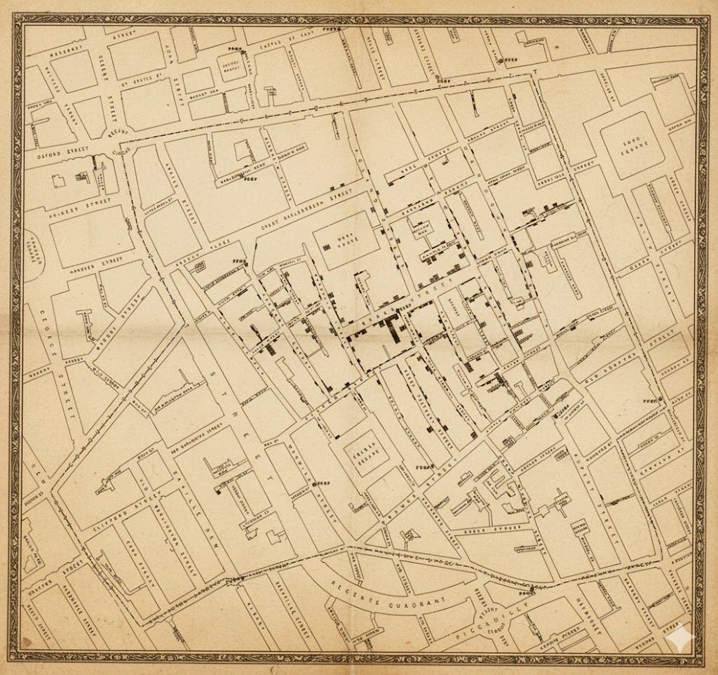John Snow 1854-es koleratérképe Londonról